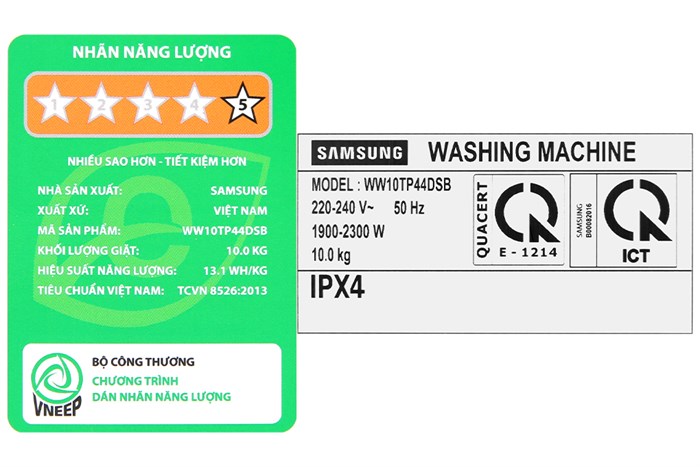 Máy Giặt Cửa Trước Samsung Inverter 10kg WW10TP44DSB/SV